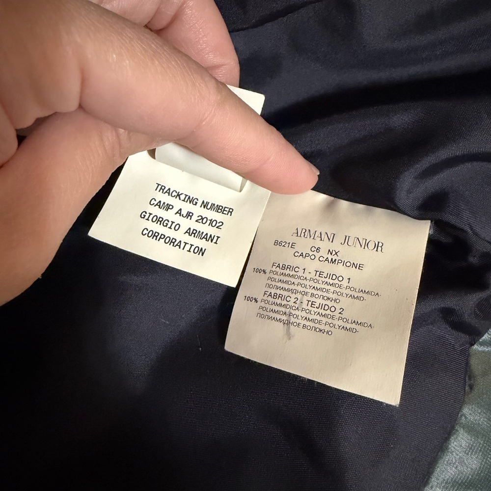 Armani Junior Quilted Puffer Jacket in Deep Green - Picture 4 of 4